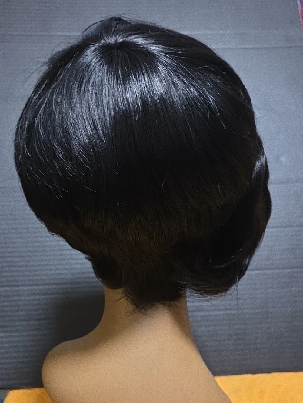 Sleek Short Side-Swept Women's Wig in Black